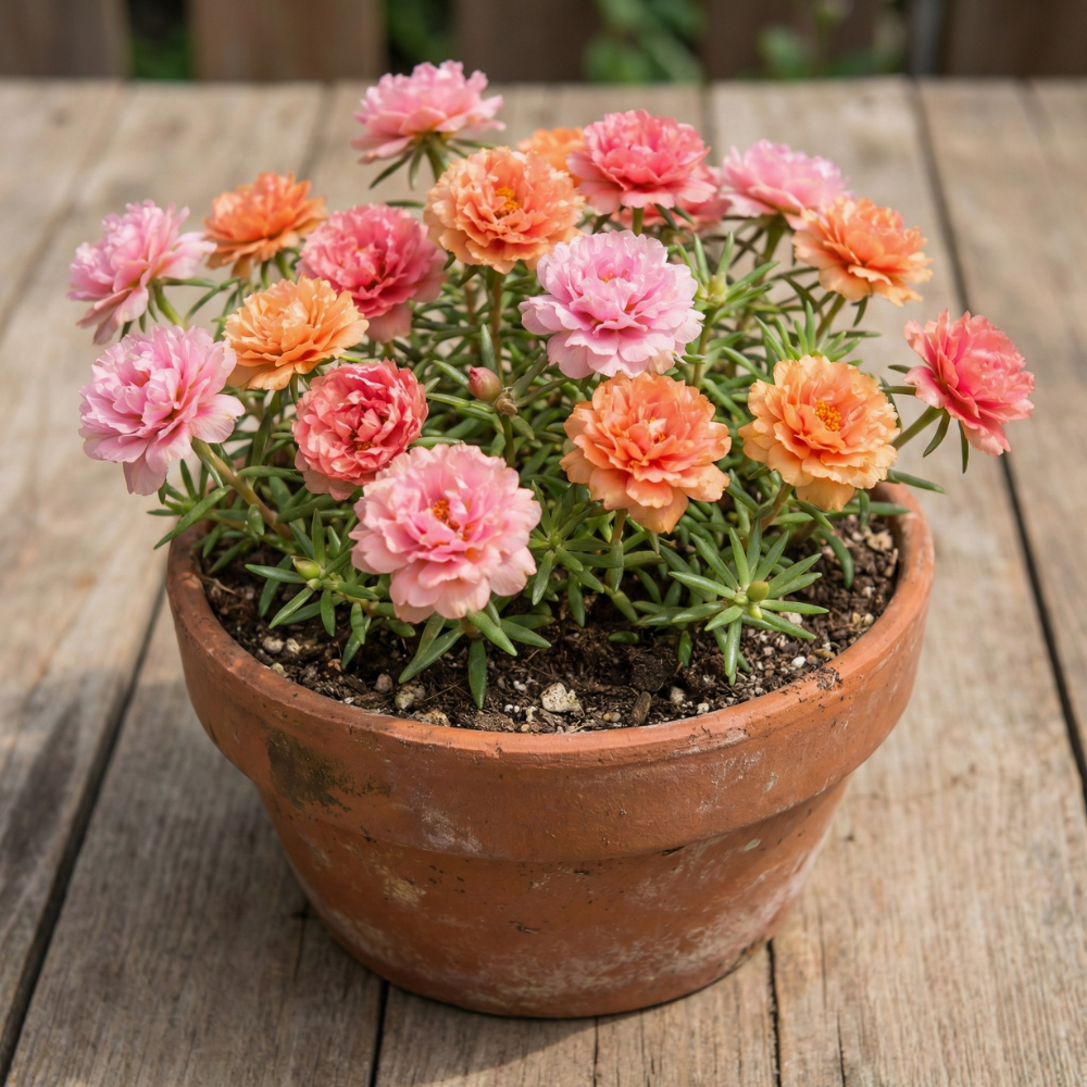 Double Flower Moss Rose Seeds – Heirloom Portulaca grandiflora (10,000 Seeds)