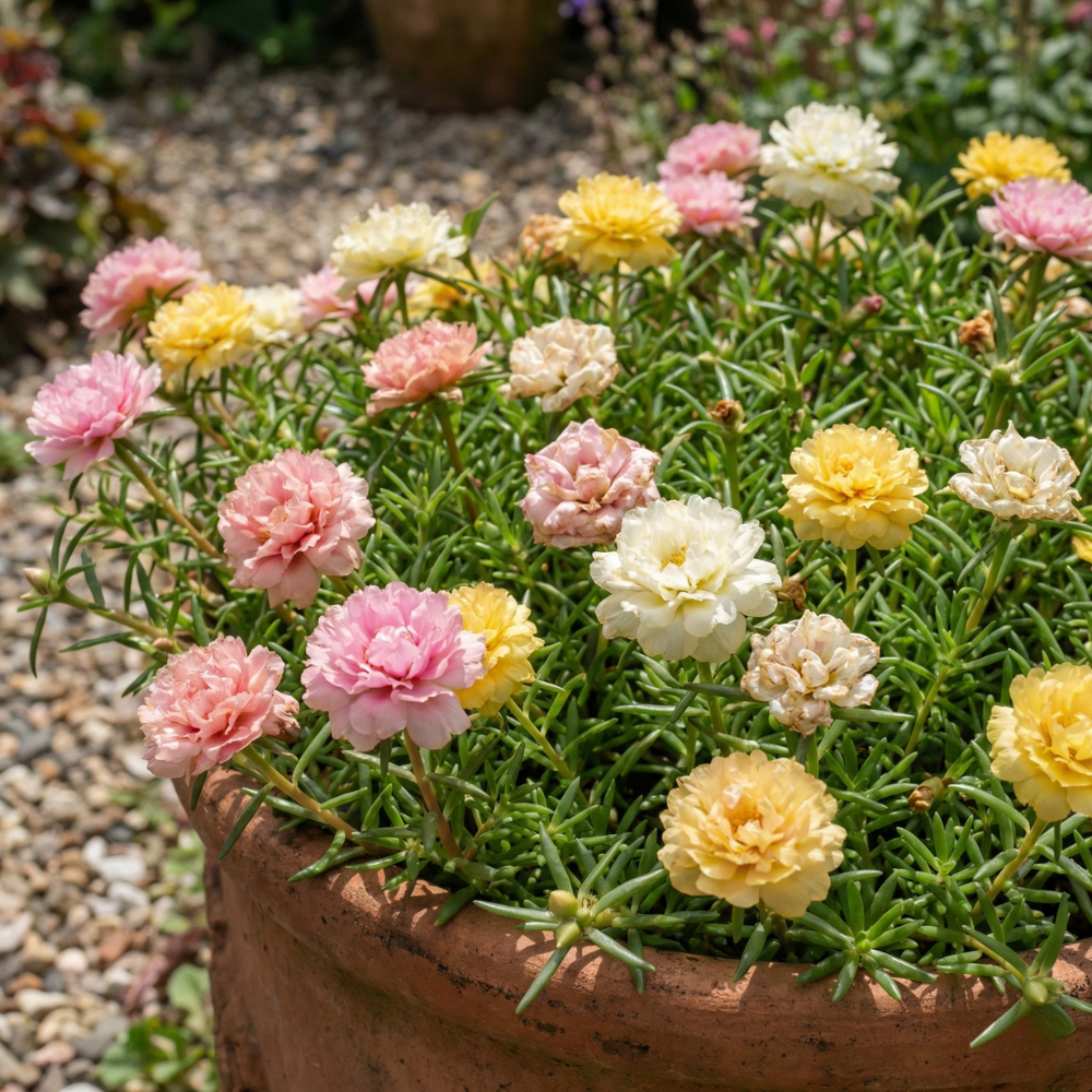 Double Flower Moss Rose Seeds – Heirloom Portulaca grandiflora (100000 Seeds)