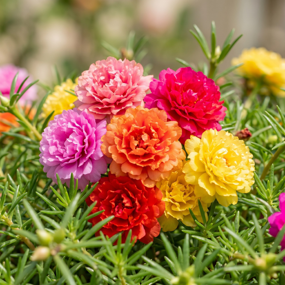 Double Flower Moss Rose Seeds – Heirloom Portulaca grandiflora (10,000 Seeds)