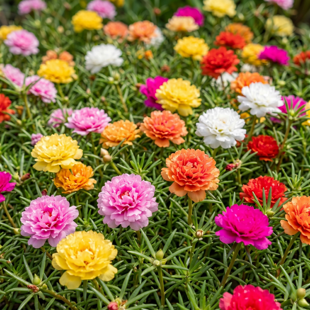 Double Flower Moss Rose Seeds – Heirloom Portulaca grandiflora (10,000 Seeds)