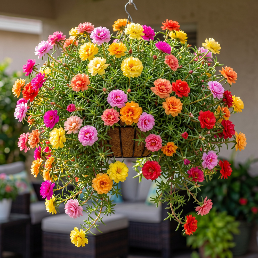 Double Flower Moss Rose Seeds – Heirloom Portulaca grandiflora (10,000 Seeds)