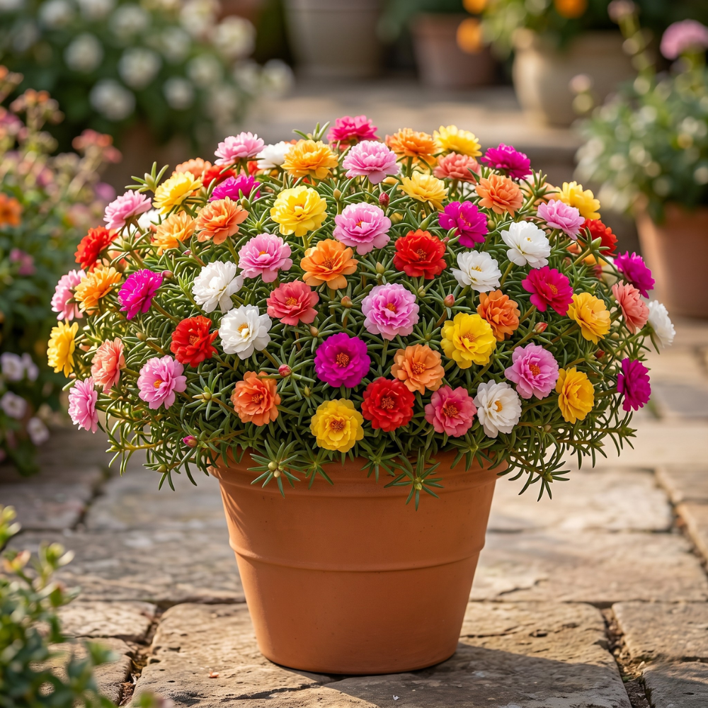 Double Flower Moss Rose Seeds – Heirloom Portulaca grandiflora (10,000 Seeds)