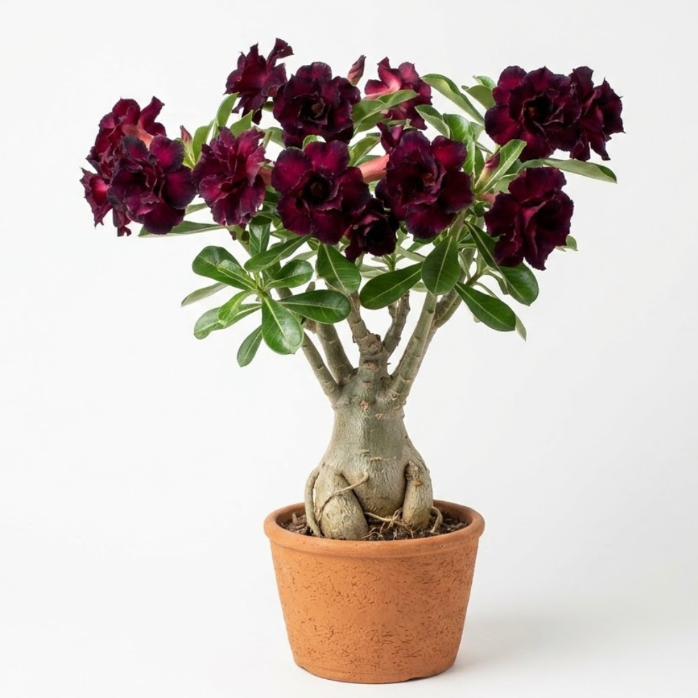 Purple Black Desert Rose Adenium Seeds – Exotic Perennial Flower (4 Seeds)