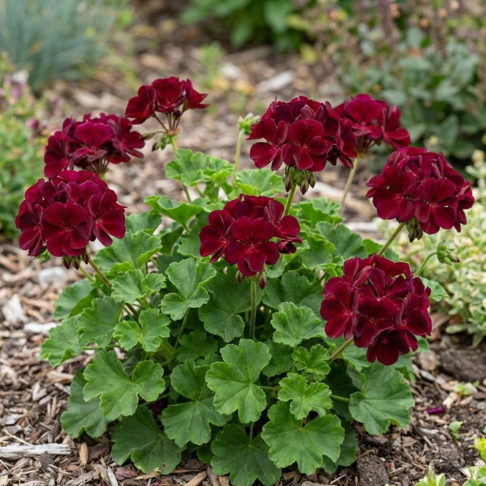 Dark Burgundy Geranium Seeds – Hanging Basket Perennial Flowers – Deep Red Blooming Geranium – 10 Seeds