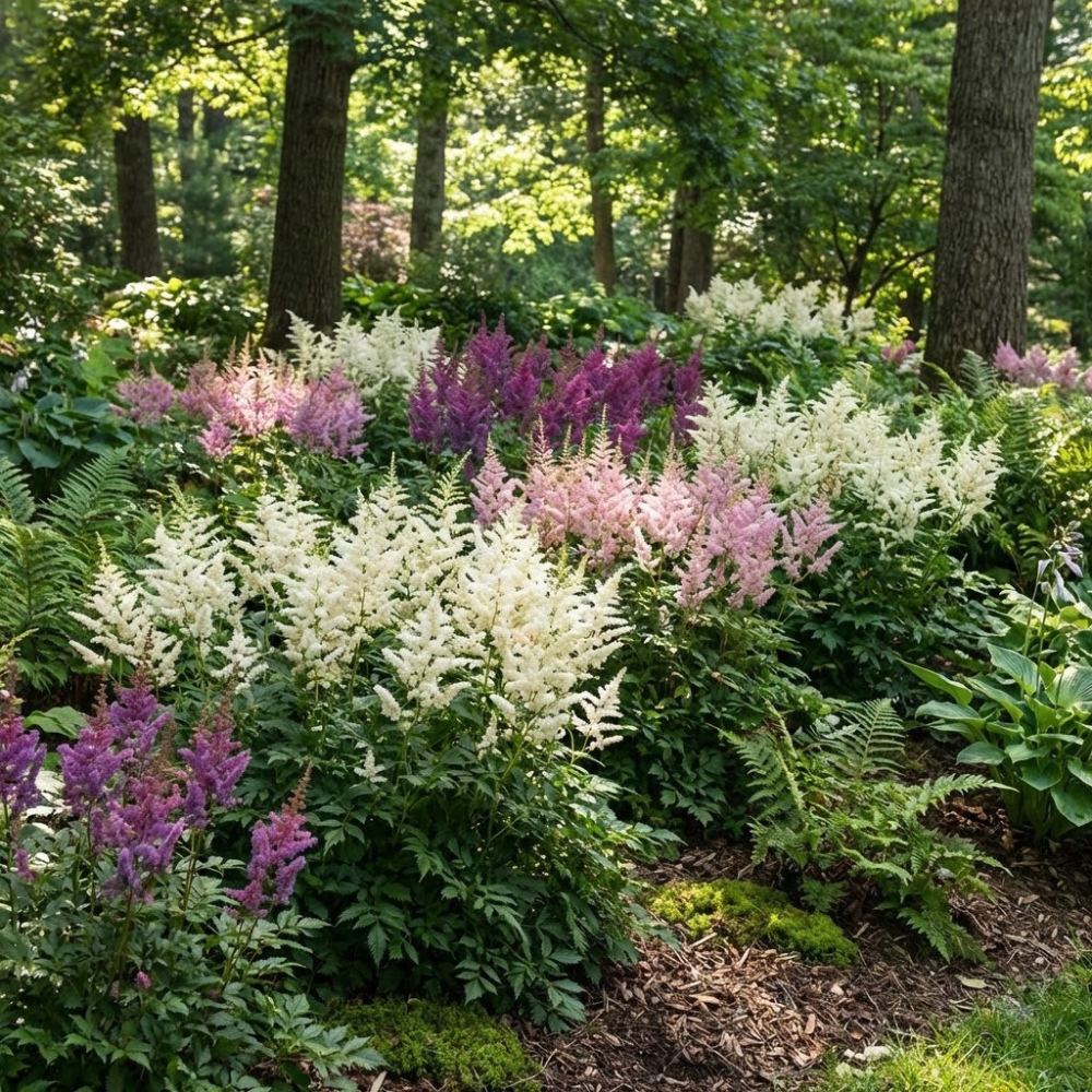 Astilbe chinensis Bunter Shade Mix Seeds – White, Pink & Purple Perennial Flowers (50 Seeds)