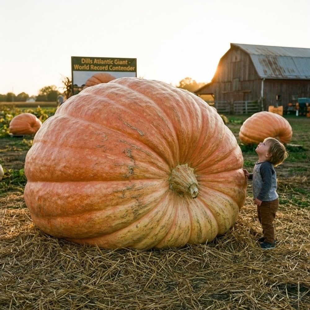 Jocadew 20 Dill’s Atlantic Giant Pumpkin Seeds – Cucurbita Maxima, Extra Large Pumpkin Seeds for Garden, Backyard Growing & Giant Harvest